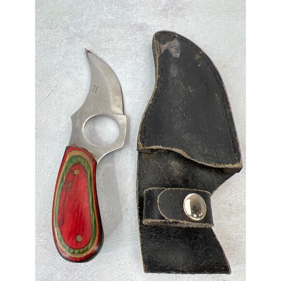 Pakistan Short Blade/ Plain Edge/ Multi Colored Wood Handle/ Self-Defense - Picture 1 of 12